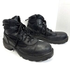 Red Wing Worx Combat Safety Toe Work Boots Mens Size 13M Black Leather Zip Up